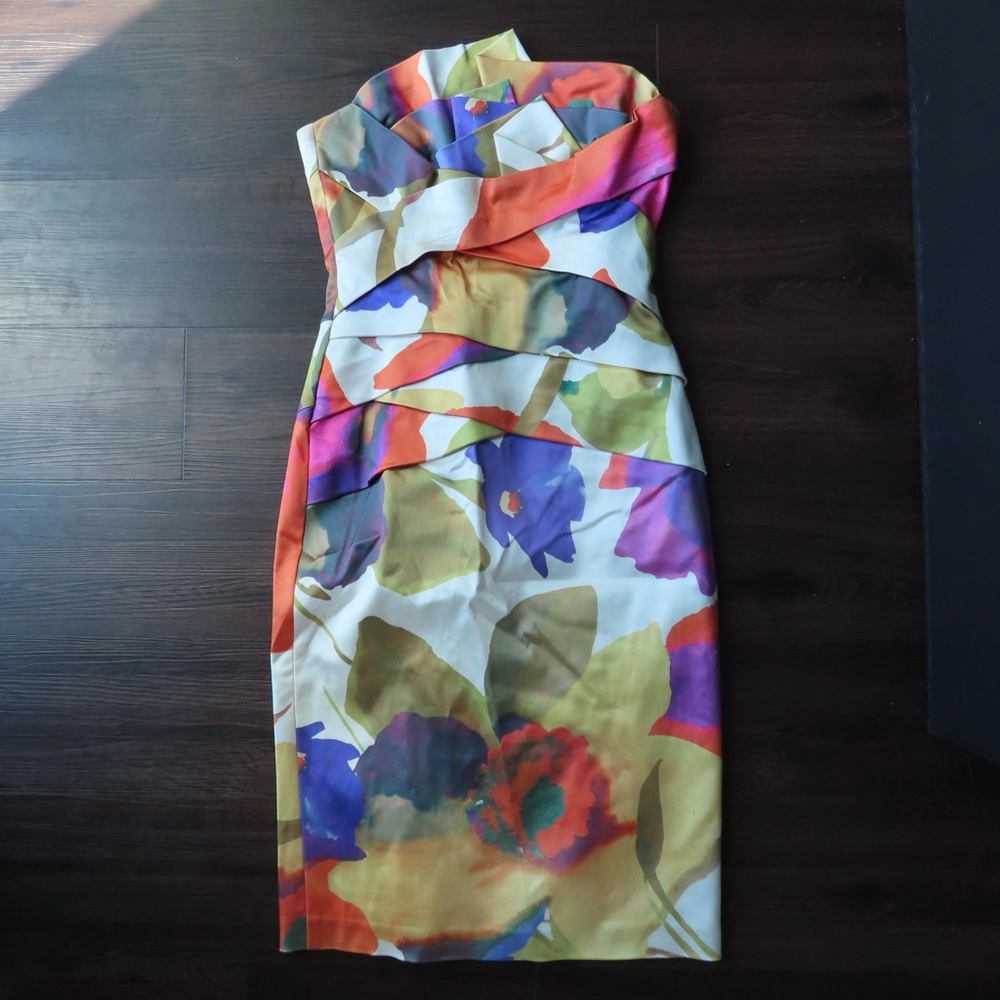 Strapless Floral Cocktail Dress